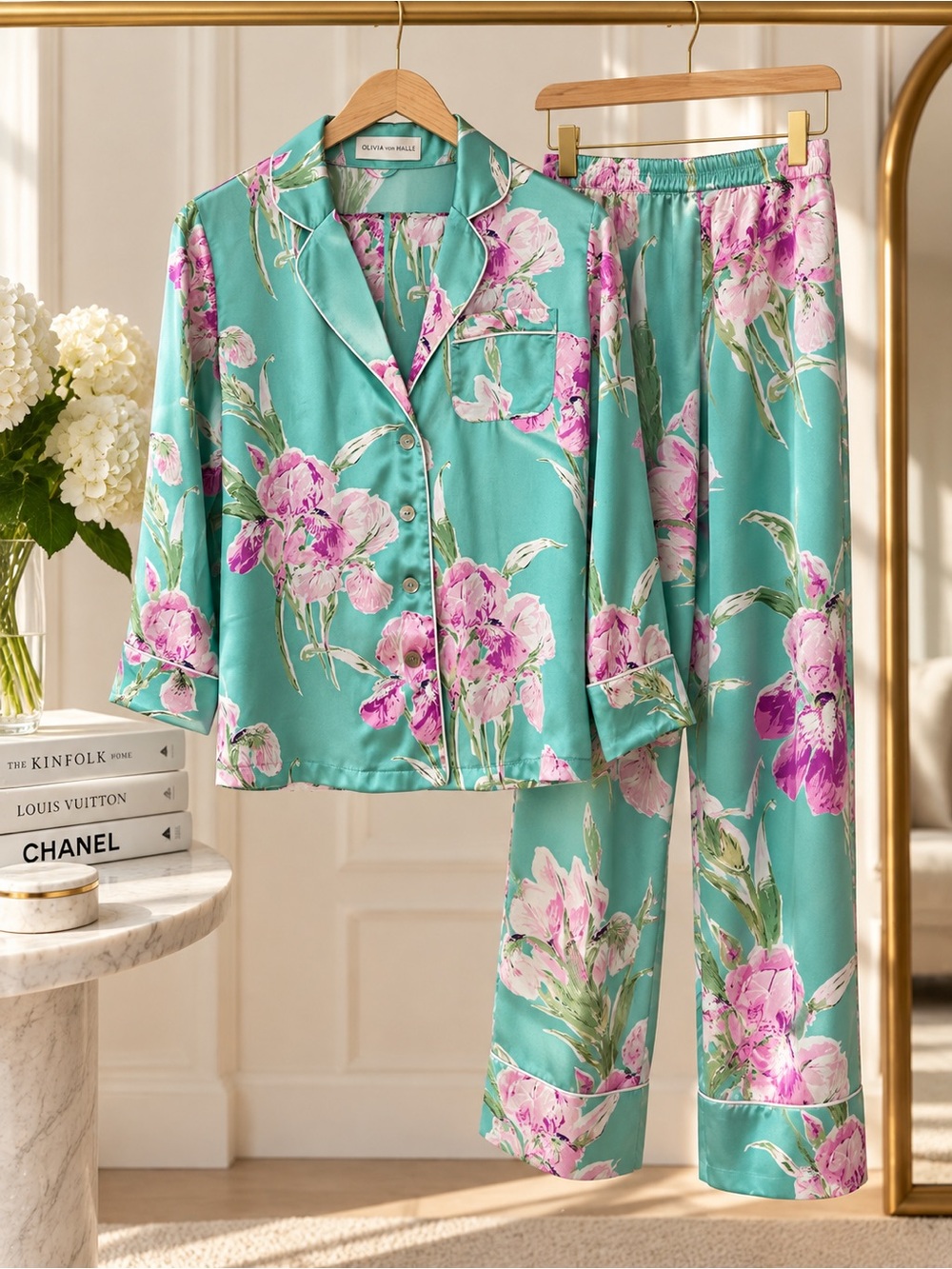 Olivia von Halle Floral 100% Silk Pajama Set XS